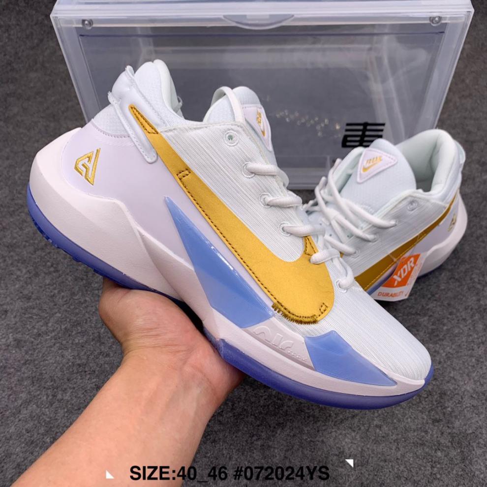 nike耐克字母哥2代白水泥褪蓝红篮球鞋黑白男女子zoom气垫运动球鞋