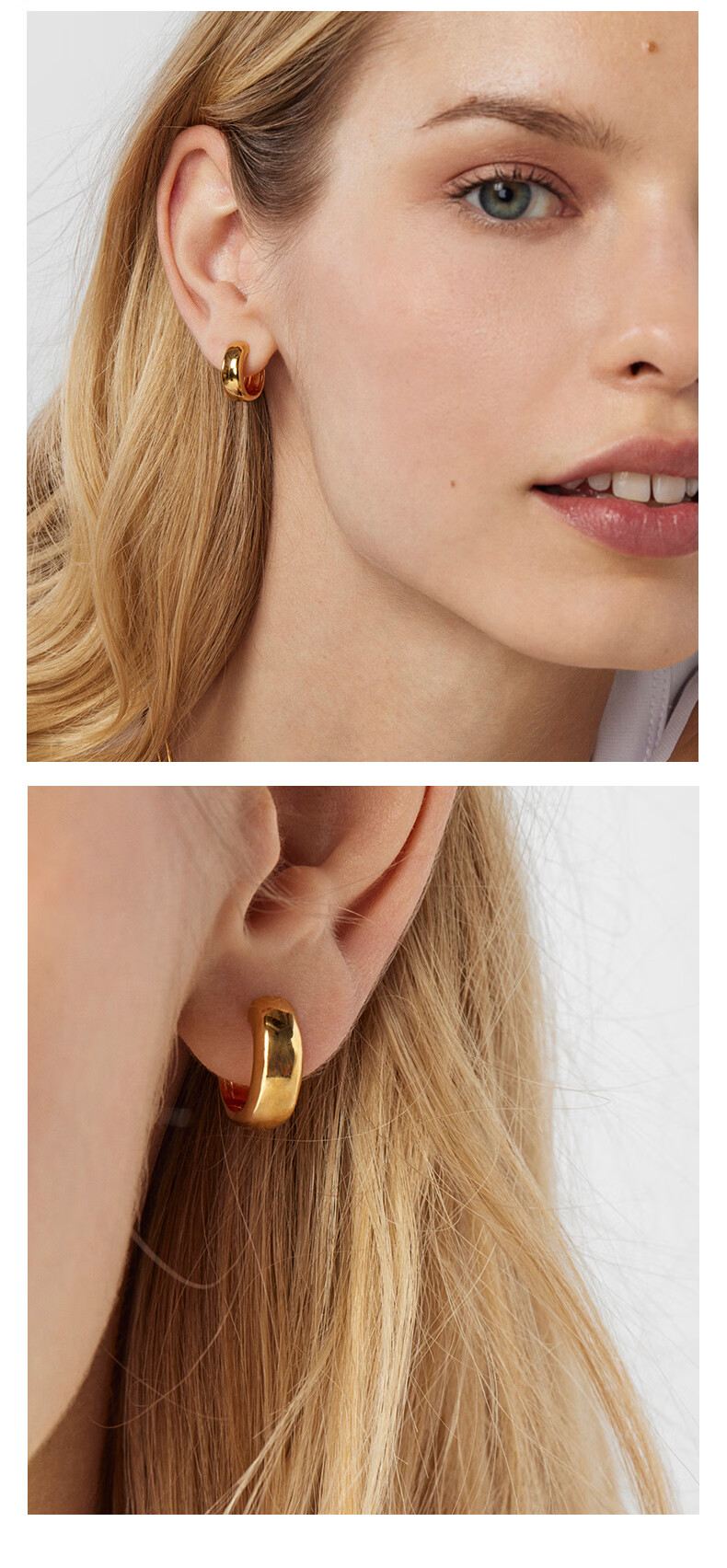 2022新品tous basic系列银镀金圈形耳环女小众设计感 金色【图片 价格