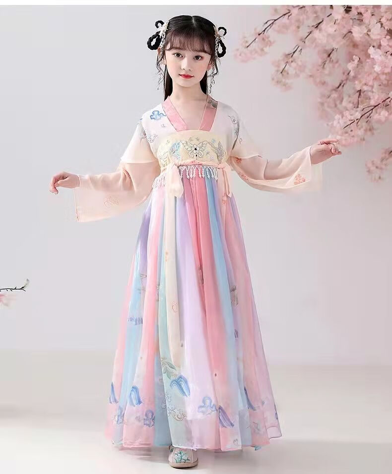 德莉娅儿童汉服女中小学生612岁女童古装汉服春秋中国风儿童唐装襦裙