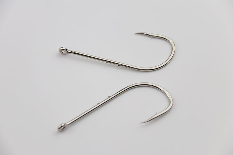 路亚钩子 双背刺海钩长柄鱼勾单钩带孔海钓钩散装船钓有倒刺歪嘴路亚