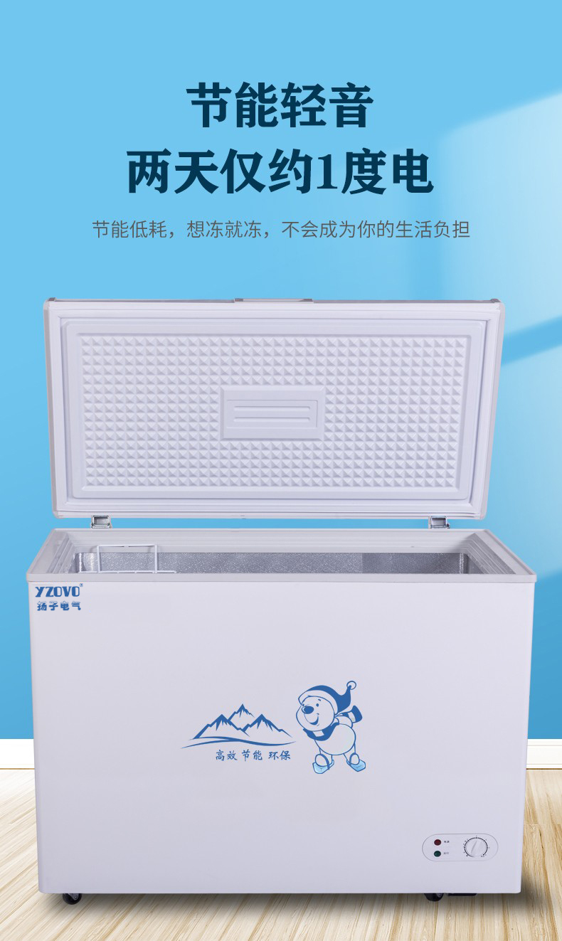 扬子138300l小冰柜家用小型商用冷柜全冷冻节能冷冻柜大容量冰柜圈厨
