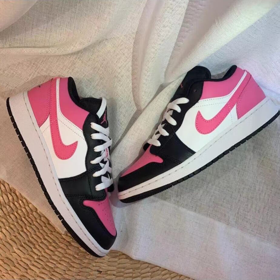 粉休闲板鞋乔1粉色554723-106男女情侣款滑板鞋聨名同款 aj1low樱花粉