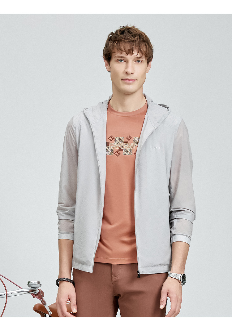 【进口面料】迪柯尼高端男装夹克外套 轻薄0感衣服12441h139 啡底印花