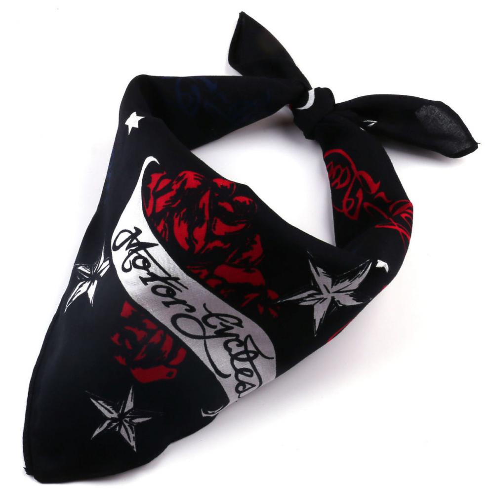 嘻哈头巾男女欧美潮牌玫瑰摩托重机蒙面巾街舞hiphop方巾哈雷玫瑰心