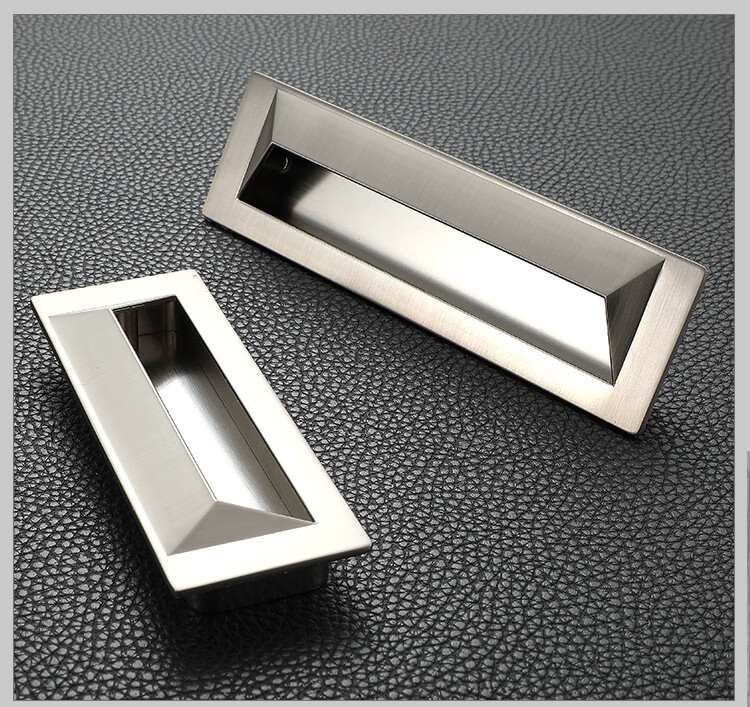 现代简约暗藏暗扣抽屉柜门拉手铜色金色灰色黑色内嵌黑色衣柜把手 深