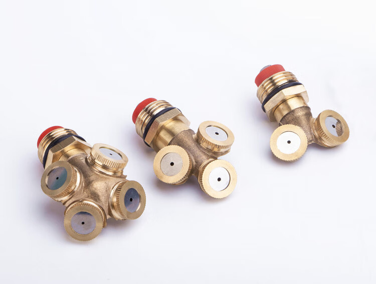 园艺大棚花圃喷雾绿化加湿道路除尘降温环保4分三头雾化喷头带滤网