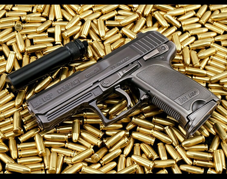 05男孩成年人拆卸抢精工礼品收藏不可发射 usp灰色卡装带消音器【图片