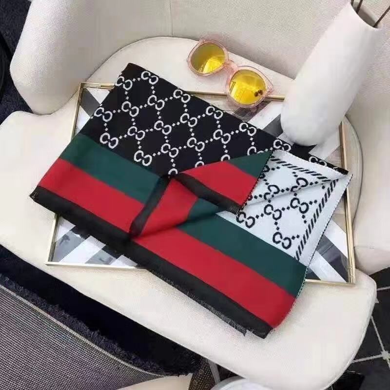 mike kouer mk韩版同款cc提花双面围巾针织仿羊绒格子厚款保暖网红