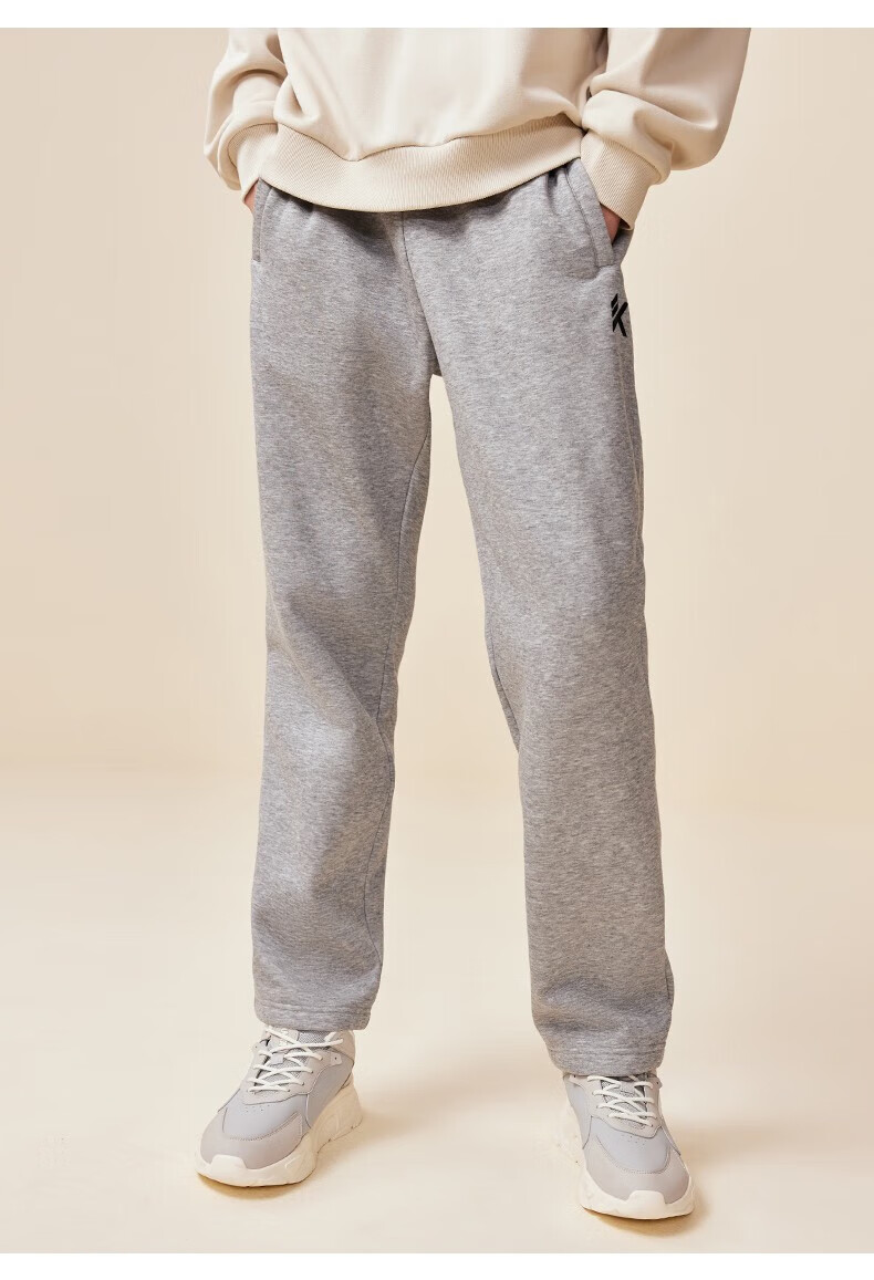 安踏(anta) kt裤 加绒运动长裤男士秋冬保暖宽松直筒裤子休闲加厚男裤