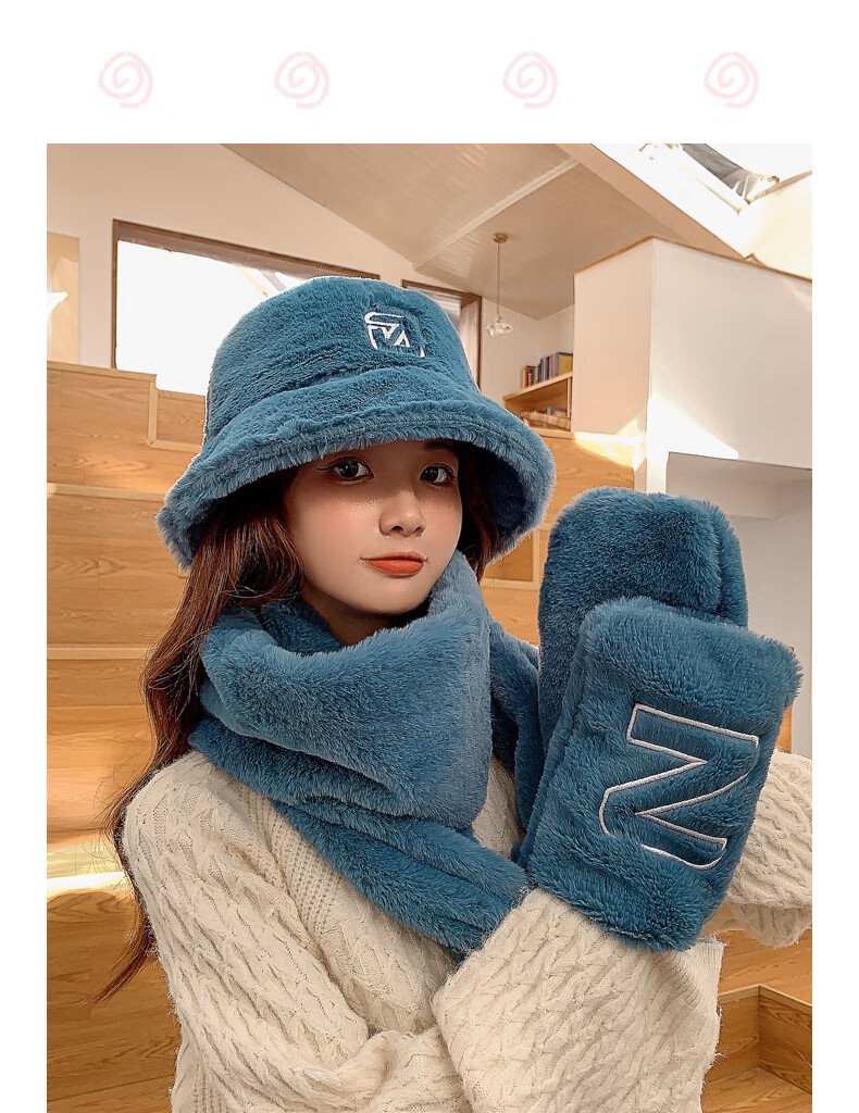 【好货上新】兰诗缇娜帽子女冬季可爱毛绒围巾帽子一体冬天骑车加绒