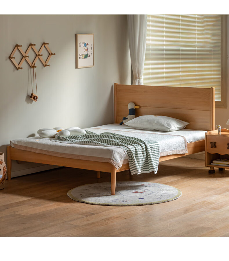 2m青少年卧室单人床 儿童大板床 床头柜(y94a05)*2【套装】 1500mm*