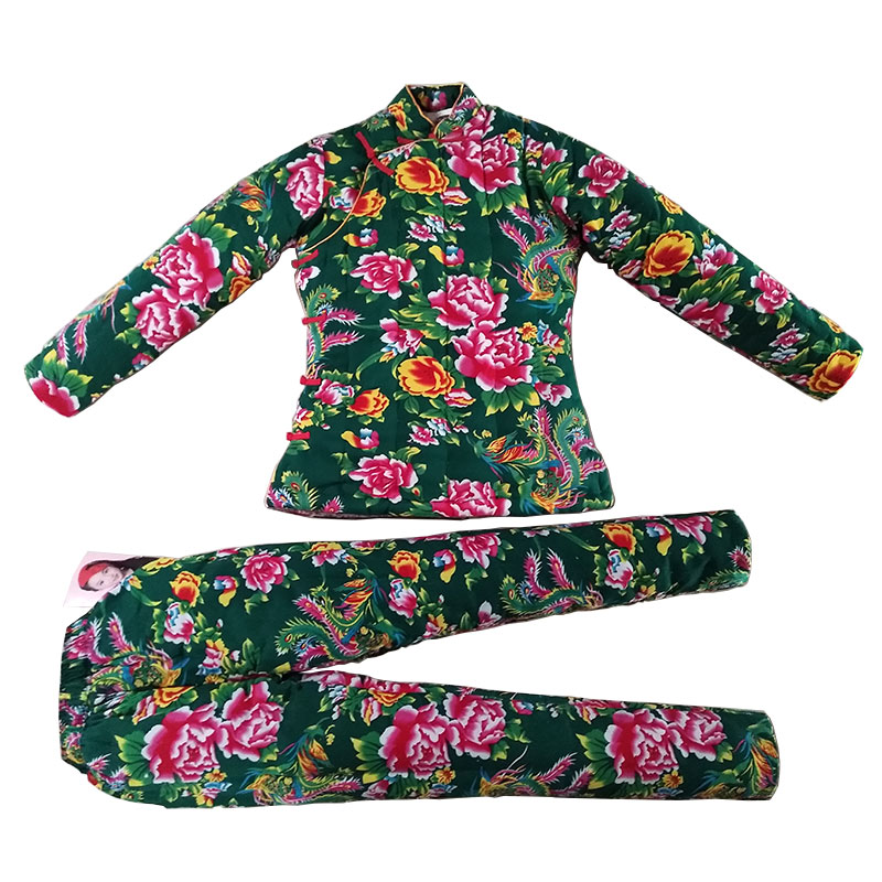 棉裤套装加厚高个子棉花大花修身斜襟棉袄立领盘扣大襟棉服东北大花袄