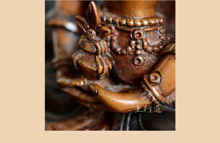 上行道 紫铜长寿佛双身佛像无量寿菩萨尼泊尔手工铜藏传佛教密宗 含