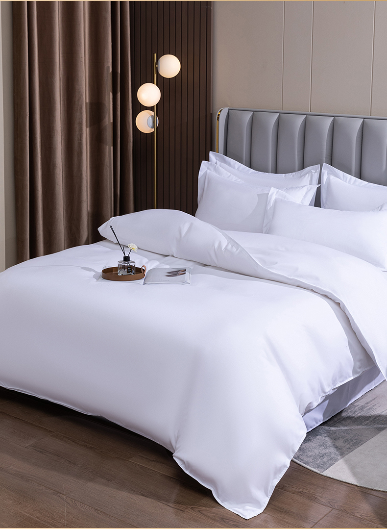 猫人家纺 五星级酒店四件套水洗磨毛宾馆被罩床笠床上用品简约纯色
