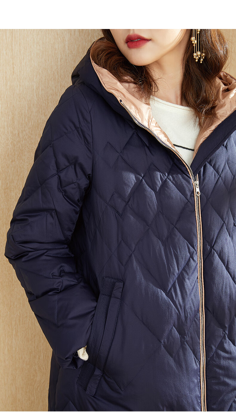 亦朵鹅绒羽绒服女时尚中长款过膝收腰连帽高端保暖外套冬季2022年新款