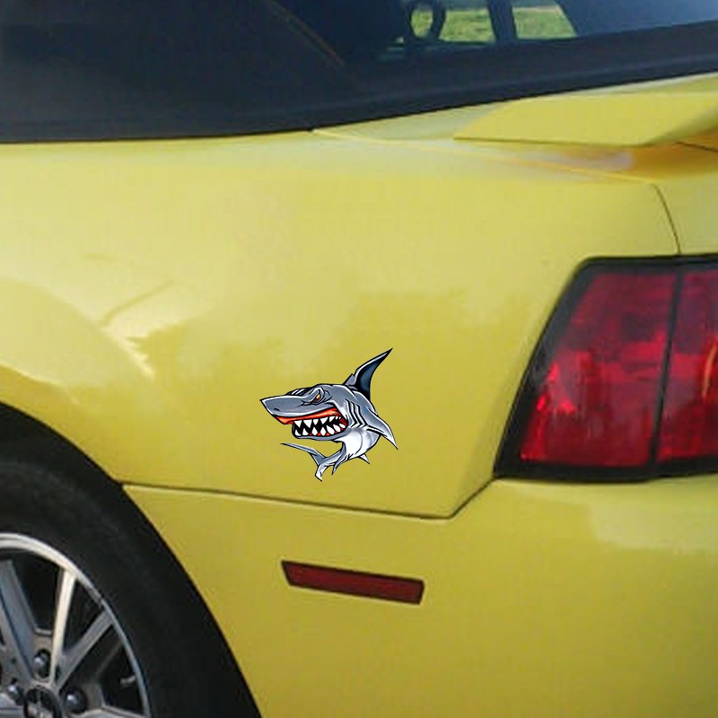 搞怪鲨鱼车贴贴纸宝马奔驰amg小钢炮电动车个性创意装饰车贴防水大号