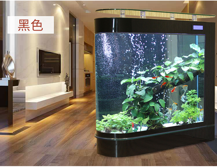 (送货入户)一米阳光 子弹头鱼缸水族箱客厅家用屏风隔断玻璃金鱼缸