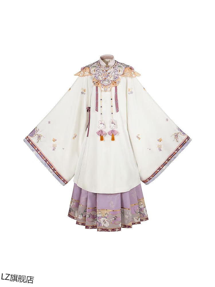 流芷成人原创玉兔少女绣花立领长袄云肩马面裙 上袄 马面裙 云肩=三