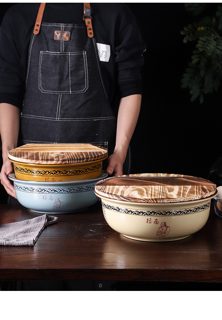 面团发酵盆带盖不沾面和面盆陶瓷盆家用厨房烘焙活面发面盆揉面盆打蛋