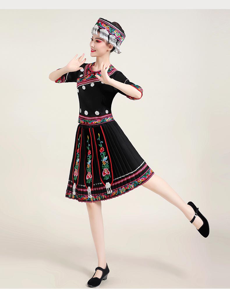 苗族服装成人女贵州少数民族服装舞蹈演出服云南风套装土家族彝族衣服