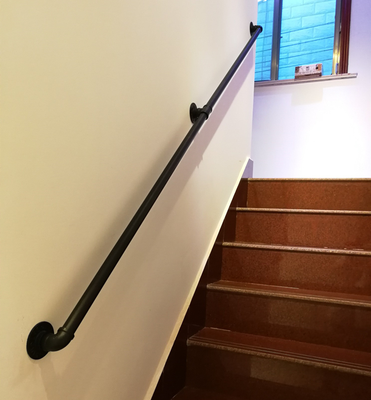 家用靠墙上铁艺水管简约现代楼梯扶手栏杆老人儿童室内外护栏扶手 长