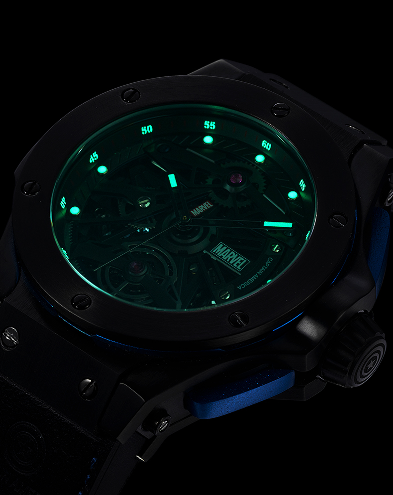 京闪配送漫威marvel手表男士机械腕表双镂空防水夜光进口机芯国表联名