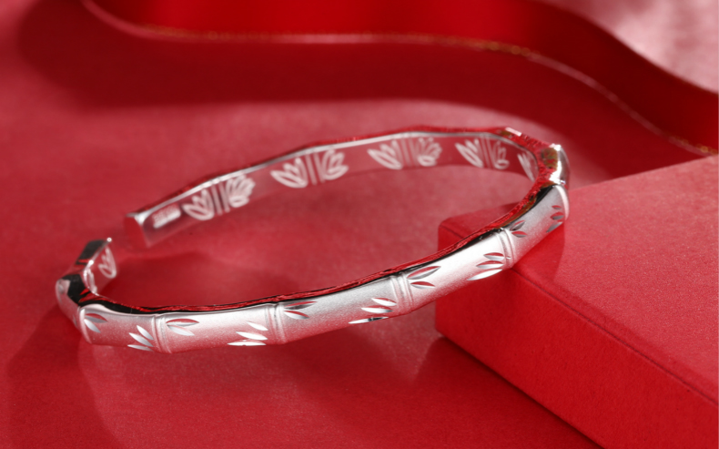 老凤祥款式 s999纯银手镯女款竹子开口足银竹节日韩时尚银镯子节日