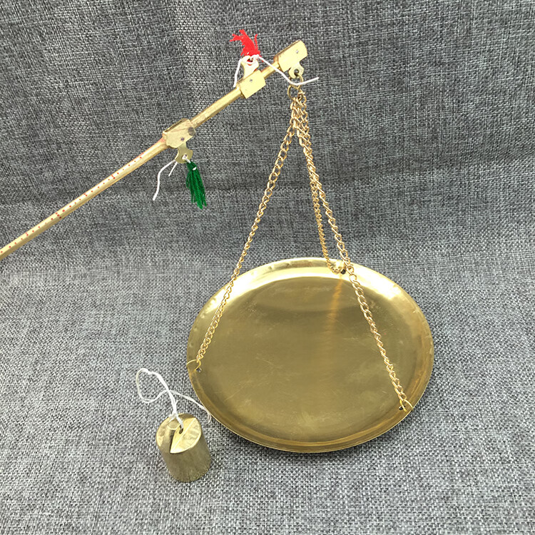 称药材的小秤手工秤中药秤药材秤铜色秤杆称克称戥子抓周500g铲盘加厚