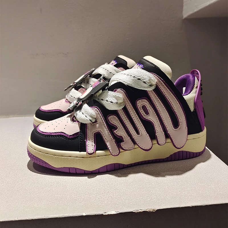 库洛米联名鞋子面包鞋男女款小众高街复古休闲国潮情侣运动滑板鞋 棕