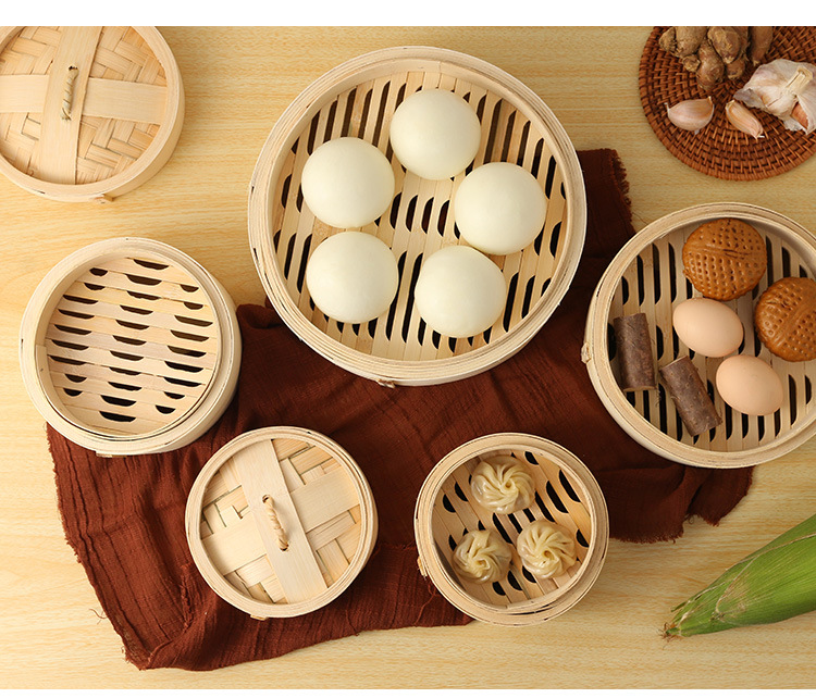 蒸包子点心竹蒸笼小蒸笼家用竹制商用蒸屉蒸格小笼包蒸笼喜糖盒14cm