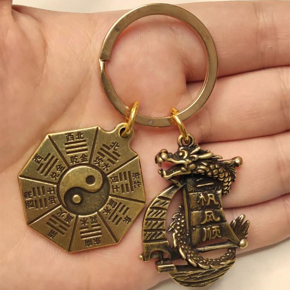 巧珑珠五行八卦福挂件吊坠迷你保平安复古钥匙扣手工太级八卦小挂件