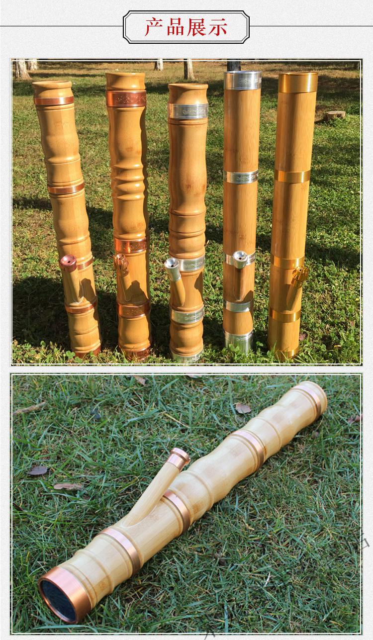 笼趣云南特产楠竹子水烟筒烟斗竹烟筒大号竹筒水过滤烟具烟枪烟枪 银