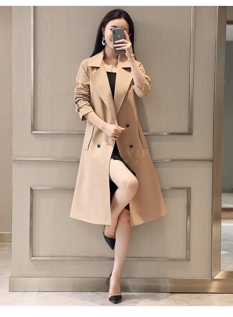 萨拉维夫品牌秋装2019年新款女装流行风衣大衣中长款春秋季修身外套潮