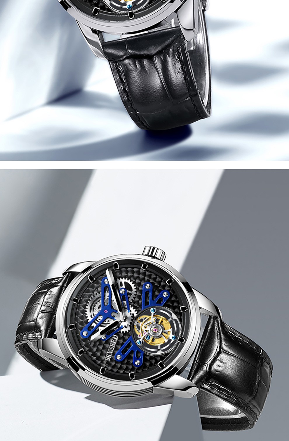 天代手表男士黑森林系列全镂空自动陀飞轮机械表品牌