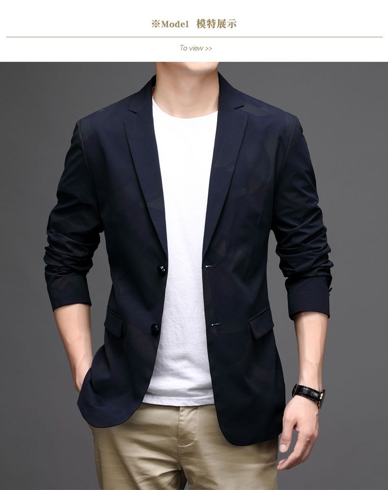 grosfairy轻奢品牌男装秋季时尚男士小西装外套韩版休闲纯色单西便