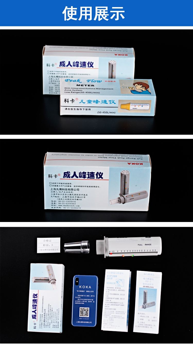 科卡峰速仪儿童成人医用峰流速仪肺功能仪呼气流量值监测仪 浅灰色