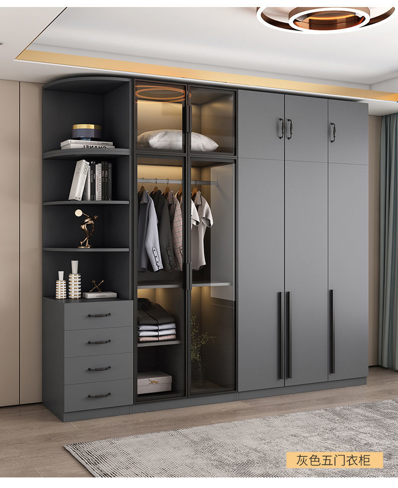 实木衣柜包安装实木生态多层板家用卧室现代简约大衣橱木质轻奢玻璃门