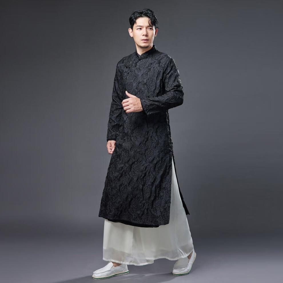 新中式服装男装复古民族风气质潮男中国立领盘扣民国风长衫长袍大褂