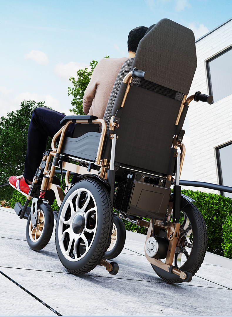【药房直售】华为合作电动轮椅靠背老年人残疾人遥控可躺可折叠轻便