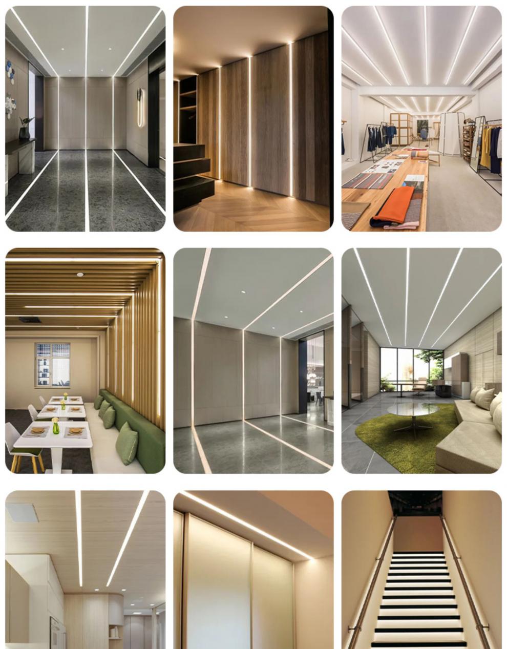 追光流水线型灯 追光流水线形灯嵌入式线条灯暗装黑钛金条线型灯铝槽