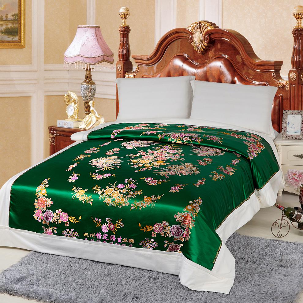 杭州老式丝绸被套包边被罩杭州丝绸缎面结婚复古风龙凤被面子织锦明清