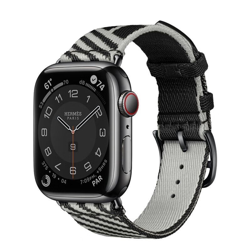 apple苹果applewatchseries7智能手表爱马仕深空黑不锈钢表壳带跳跃单