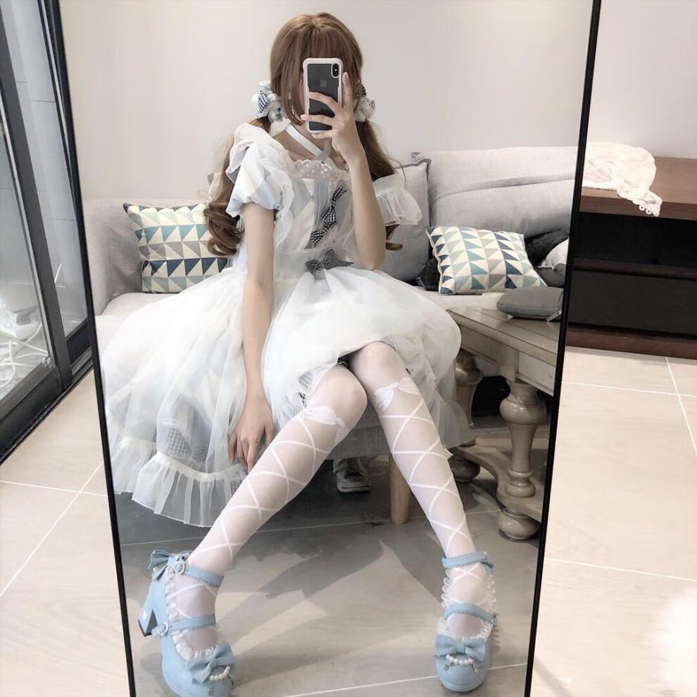 欧瑾日系lolita袜子软妹袜可爱连裤袜少女蝴蝶结绑带显瘦薄丝袜打底裤