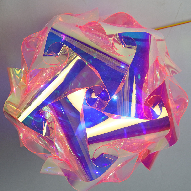 致年华 夜市摆滩艺术手提灯笼led闪光炫彩镭射pvc金光膜圆形儿童手提