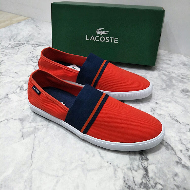 oimg 法国鳄鱼帆布鞋一脚蹬男鞋休闲板鞋平底百搭轻便布鞋 桔红色 38