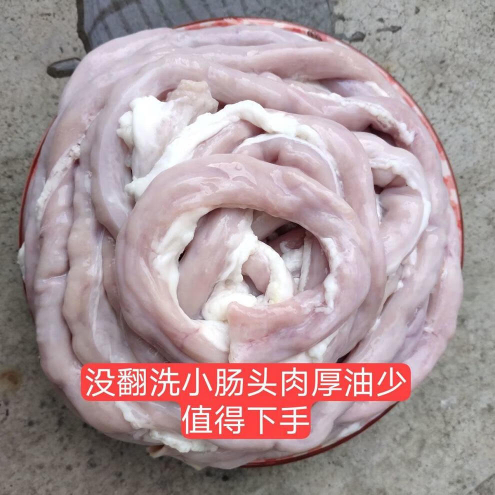 姬禄福无水无油新鲜猪小肠头粉肠苦肠冷冻批发肠圈十二指肠冲洗1斤