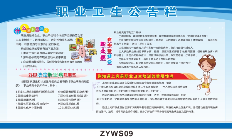 职业卫生公告栏海报宣传栏职业卫生管理制度卫生操作规程应急救援措施
