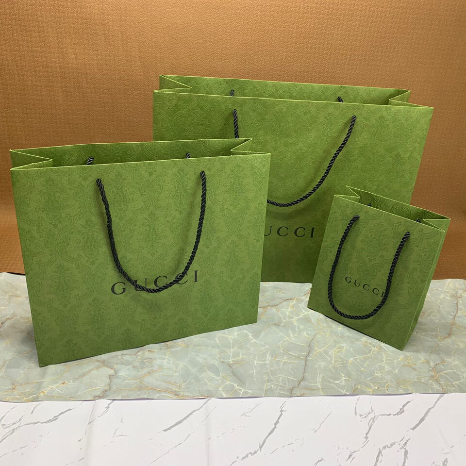 gucci古奇酷奇绿色纸袋香水袋口红袋包装袋手提袋购物袋子围巾袋适用
