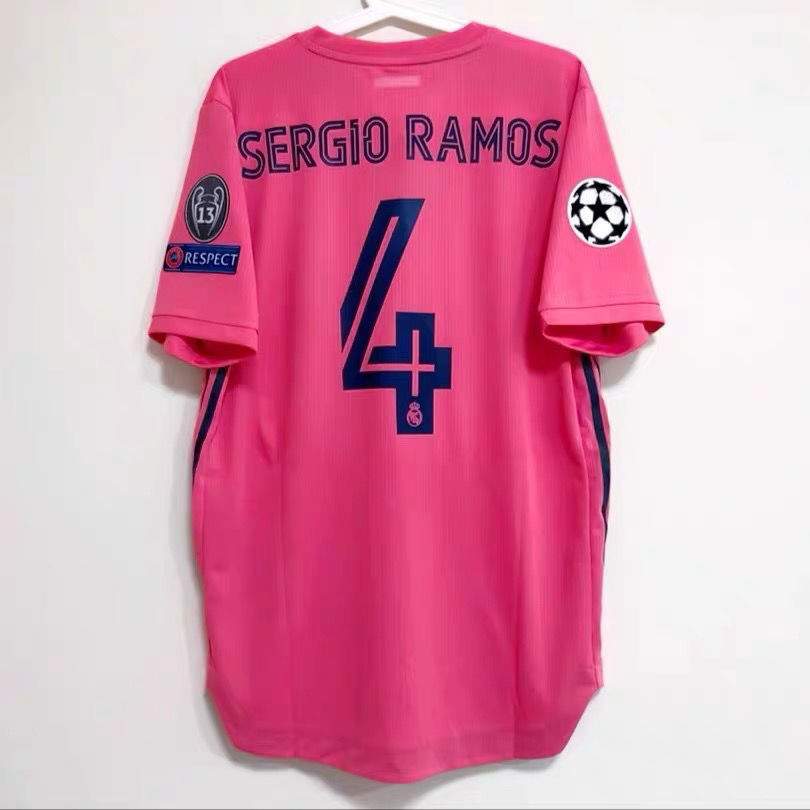 2021皇马客场球员版 粉色皇马球衣 c罗球衣 本泽马拉莫斯 印欧冠三章