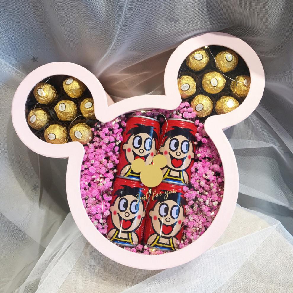 儿童节零食花束成品旺仔牛奶心形礼盒鲜花生日礼物抖音11瓶旺仔礼盒